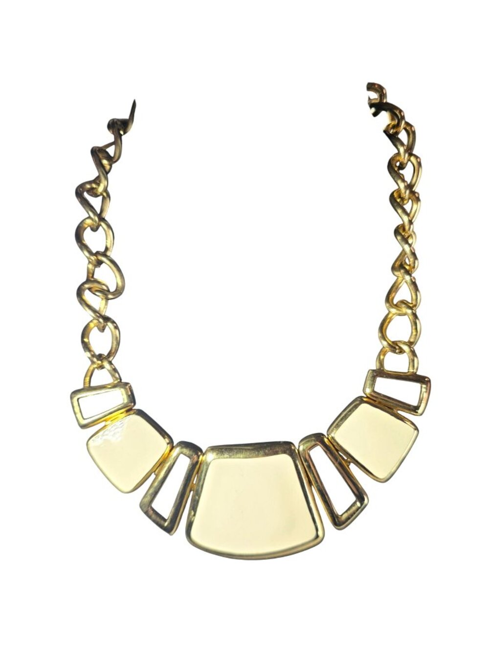 Napier Gold-Tone Statement Necklace Geometric Panel Cream Neutral Womens Jewelry